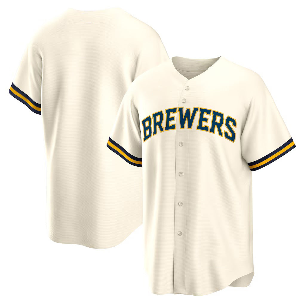 Milwaukee Brewers Cream Puhics Home Replica Team Jersey