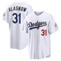 Los Angeles Dodgers #31 Tyler Glasnow White Puhics 2026 Gold Collection Stadium Jersey