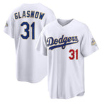 Los Angeles Dodgers #31 Tyler Glasnow White Puhics 2026 Gold Collection Stadium Jersey