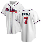 Atlanta Braves #7 Jurickson Profar White Puhics 2025 Cool Base Stitched Jersey