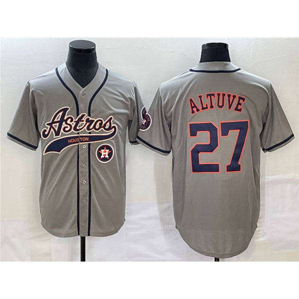 Houston Astros #27 Jose Altuve Gray Puhics With Patch Cool Base Stitched Jersey