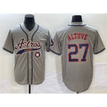 Houston Astros #27 Jose Altuve Gray Puhics With Patch Cool Base Stitched Jersey