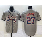 Houston Astros #27 Jose Altuve Gray Puhics With Patch Cool Base Stitched Jersey