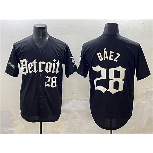 Detroit Tigers #28 Javier B¨¢ez Black Puhics 'Motor Gothic Edition' Vapor Premier Limited Stitched Jersey
