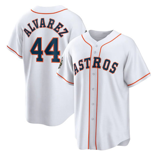 Houston Astros #44 Yordan Alvarez White Puhics 2022 World Series Home Stitched Jersey