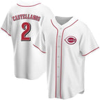 Cincinnati Reds #2 Nick Castellanos White Puhics 2021 Replica Home Jersey