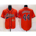 Houston Astros #44 Yordan Alvarez Number Orange Puhics With Patch Cool Base Stitched Jersey