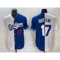 Los Angeles Dodgers #17 Shohei Ohtani Number White Blue Puhics Two Tone Stitched Jersey 2