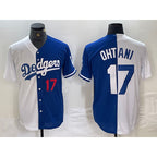 Los Angeles Dodgers #17 Shohei Ohtani Number White Blue Puhics Two Tone Stitched Jersey 2