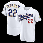 Los Angeles Dodgers #22 Clayton Kershaw White Puhics 2026 Gold Collection Authentic Jersey