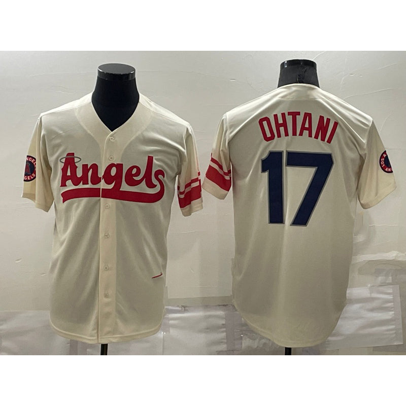 Los Angeles Angels #17 Shohei Ohtani Cream Puhics 2022 City Connect Cool Base Stitched Jersey