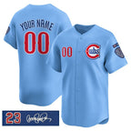 Custom Chicago Cubs Active Player Blue Puhics 'Ryne Sandberg Tribute' Vapor Limited V3 Stitched Jersey