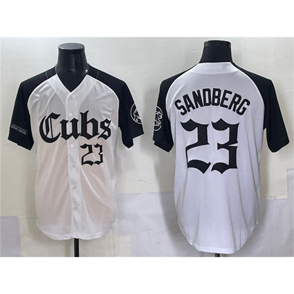 Chicago Cubs #23 Ryne Sandberg White Black Puhics 'Gothic North Side Edition' Vapor Premier Limited Stitched Jersey