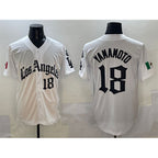 Los Angeles Dodgers #18 Yoshinobu Yamamoto White Puhics Mexico 2025 LA Gothic Style With Fernando Patch Vapor Premier Limited Stitched Jersey