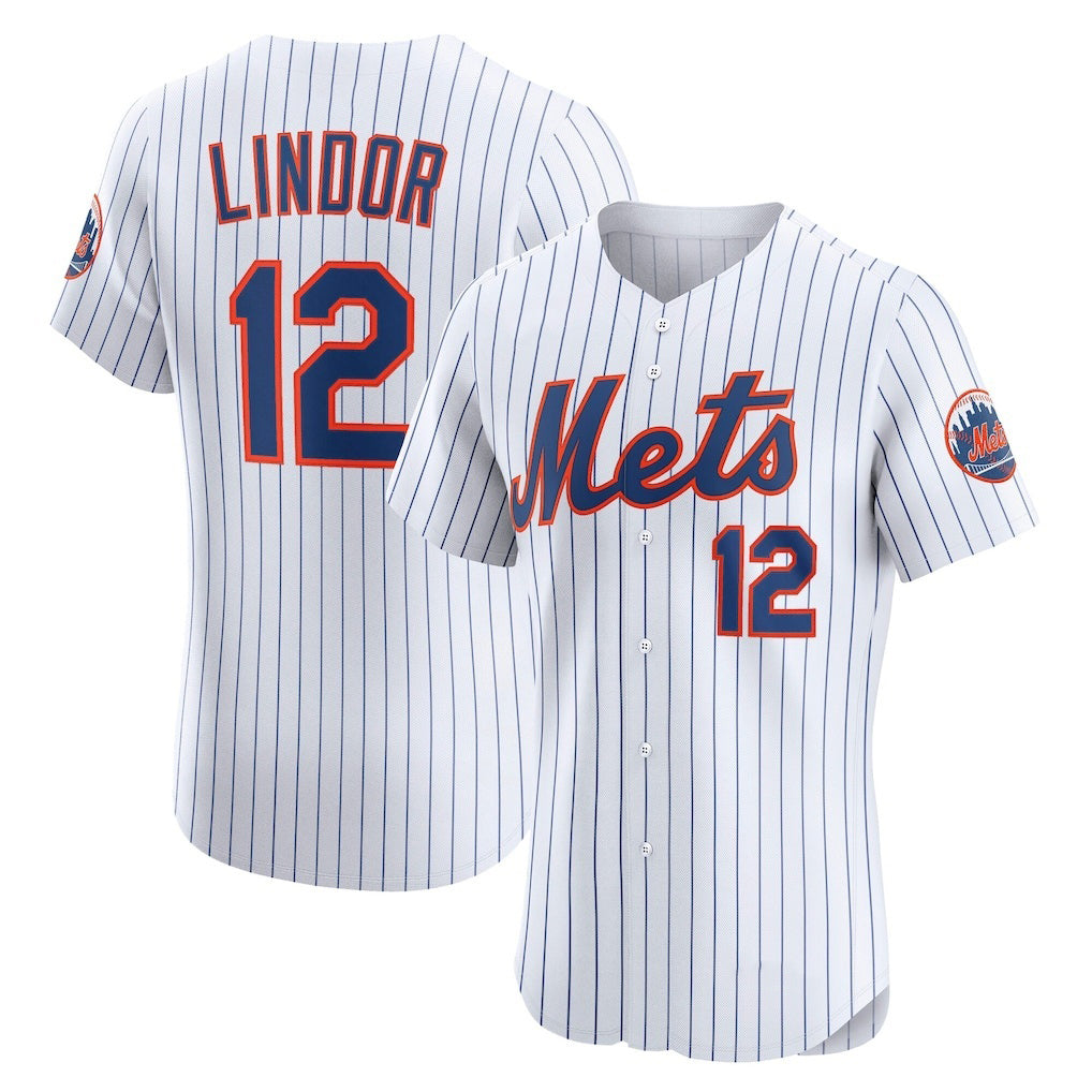 New York Mets #12 Francisco Lindor White Puhics Home Elite Player Jersey