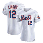 New York Mets #12 Francisco Lindor White Puhics Home Elite Player Jersey
