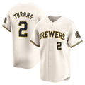 Milwaukee Brewers #2 Brice Turang Cream Puhics Limited Jersey