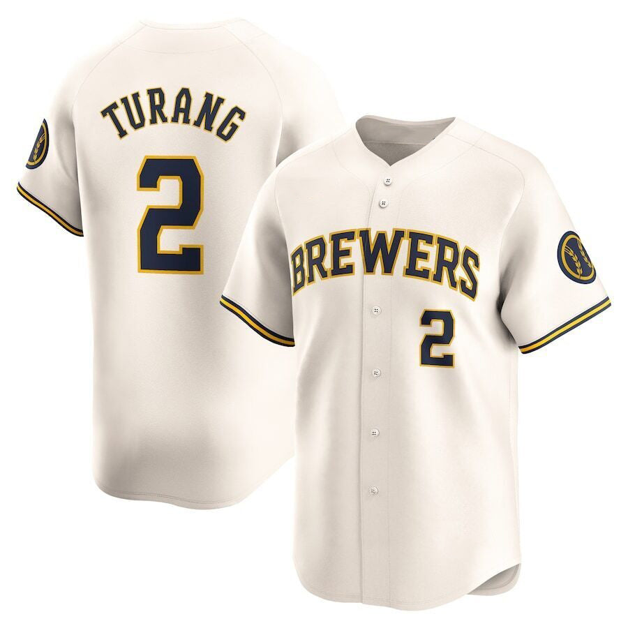 Milwaukee Brewers #2 Brice Turang Cream Puhics Limited Jersey