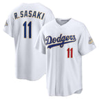 Los Angeles Dodgers #11 Roki Sasaki White Puhics 2026 Gold Collection Stadium Jersey