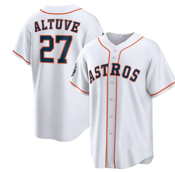 Houston Astros #27 Jose Altuve White Puhics 2022 World Series Home Stitched Jersey
