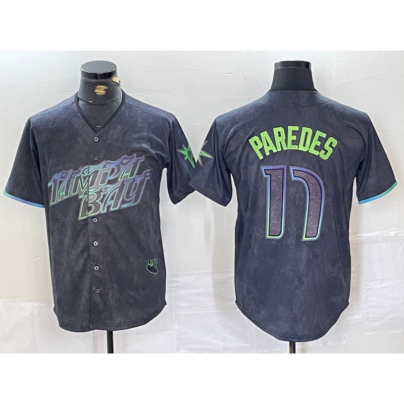 Tampa Bay Rays #17 Isaac Paredes Charcoal Puhics 2024 City Connect Limited Cool Base Jersey