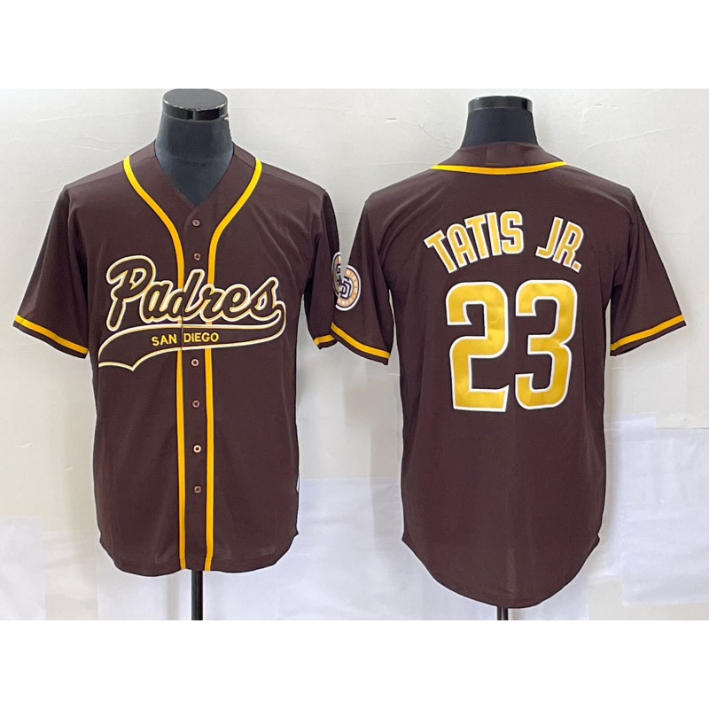 San Diego Padres #23 Fernando Tatis Jr Brown Puhics NEW 2023 Cool Base Stitched Jersey