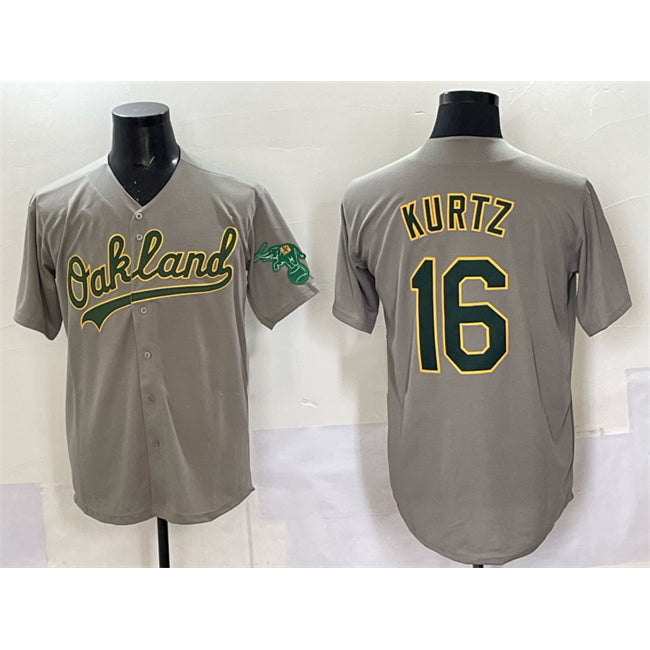 Oakland Athletics #16 Nick Kurtz Grey Puhics Cool Base Stitched Baseball Jersey