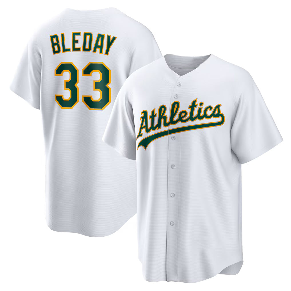 Oakland Athletics #33 JJ Bleday White Puhics Home Replica Jersey