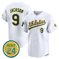 Oakland Athletics #9 Reggie Jackson White Puhics 2024 Home Limited With Rickey Henderson Patch Stitched Jersey