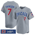 Chicago Cubs #7 Dansby Swanson Gray Puhics 'Ryne Sandberg Tribute' Vapor Limited V3 Stitched Jersey