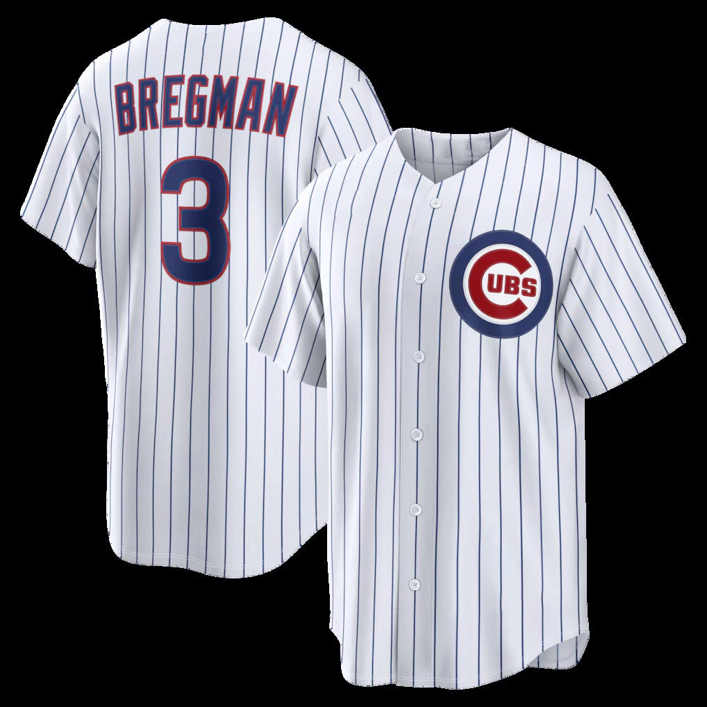 Chicago Cubs #3 Alex Bregman White Puhics Home Replica Jersey