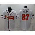 Atlanta Braves #27 Austin Riley 2022 White Gold Puhics World Series Champions Program Cool Base Stitched Jersey