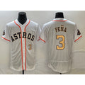 Houston Astros #3 Jeremy Pena Number 2023 White Gold Puhics World Serise Champions Patch Flex Base Stitched Jersey 2