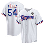 Texas Rangers #54 Mart¨ªn P¨¦rez White Puhics 2023 World Series Stitched Jersey