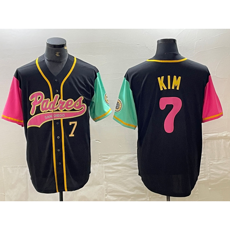 San Diego Padres #7 Ha Seong Kim Number Black Puhics NEW 2023 City Connect Cool Base Stitched Jersey