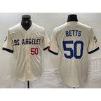 Los Angeles Dodgers #50 Mookie Betts Number Cream Puhics 2024 City Connect Limited Stitched Jersey 2