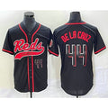 Cincinnati Reds #44 Elly De La Cruz Number Black Puhics With Patch Cool Base Stitched Jersey