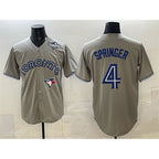 Toronto Blue Jays #4 George Springer Gray Puhics 2025 World Series Cool Base Stitched Jersey