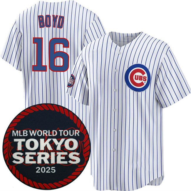 Chicago Cubs #16 Matthew Boyd White Puhics 2025 World Tour Tokyo Series Home Stitched Jersey