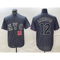 New York Mets #12 Francisco Lindor Number Grey Puhics 2024 City Connect Cool Base Stitched Jerseys
