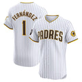 San Diego Padres #1 Tony Fern¨¢ndez White Puhics Home Elite Sponsor Patch Player Jersey