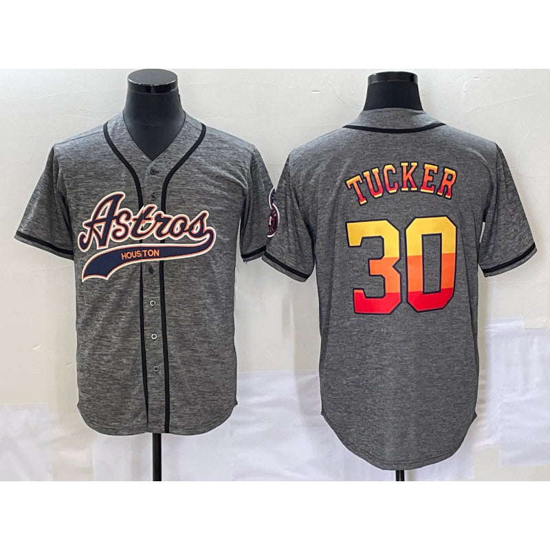 Houston Astros #30 Kyle Tucker Grey Puhics Gridiron Cool Base Stitched Jersey