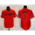 Houston Astros #1 Carlos Correa Orange Puhics 2025 City Connect With Texas Patch Limited Stitched Jersey
