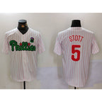 Philadelphia Phillies #5 Bryson Stott White Green Puhics Cool Base Stitched Jersey 2