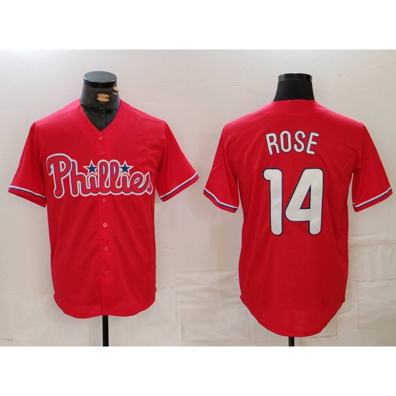 Philadelphia Phillies #14 Pete Rose Red Puhics Cool Base Stitched Jersey