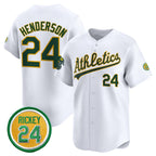 Oakland Athletics #24 Rickey Henderson White Puhics 2024 Home Limited With Rickey Henderson Patch Stitched Jersey