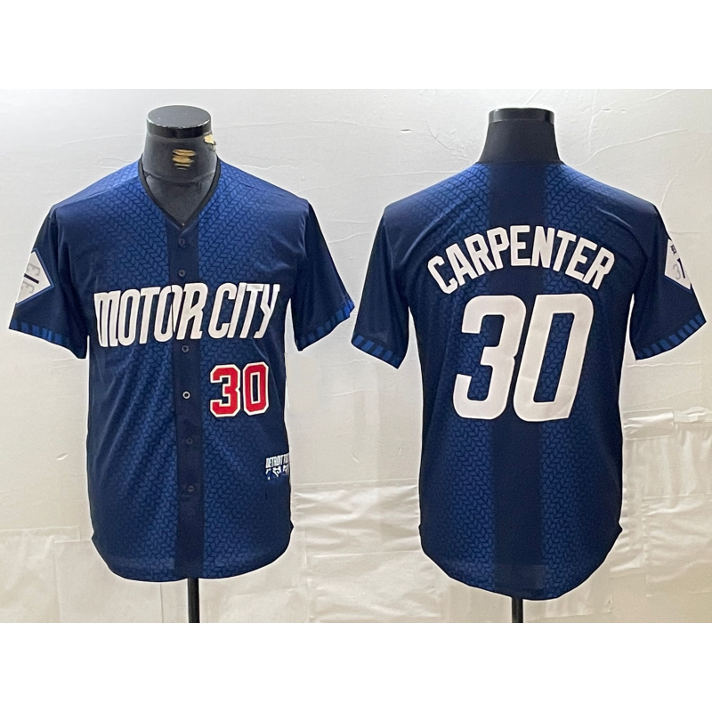 Detroit Tigers #30 Kerry Carpenter Number 2024 Navy Puhics City Connect Cool Base Limited Stitched Jersey