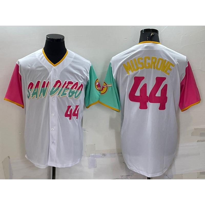 San Diego Padres #44 Joe Musgrove White Puhics Number 2022 City Connect Cool Base Stitched Jersey