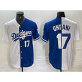 Los Angeles Dodgers #17 Shohei Ohtani Number White Blue Puhics Two Tone Stitched Jersey 3
