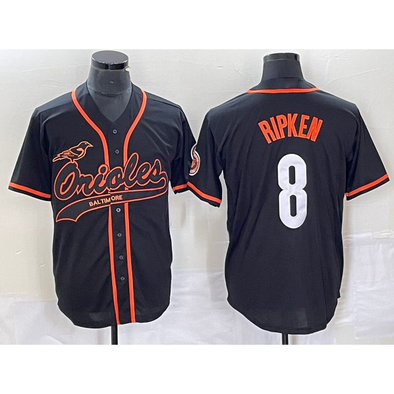 Baltimore Orioles #8 Cal Ripken Jr Black Puhics Cool Base Stitched Jersey